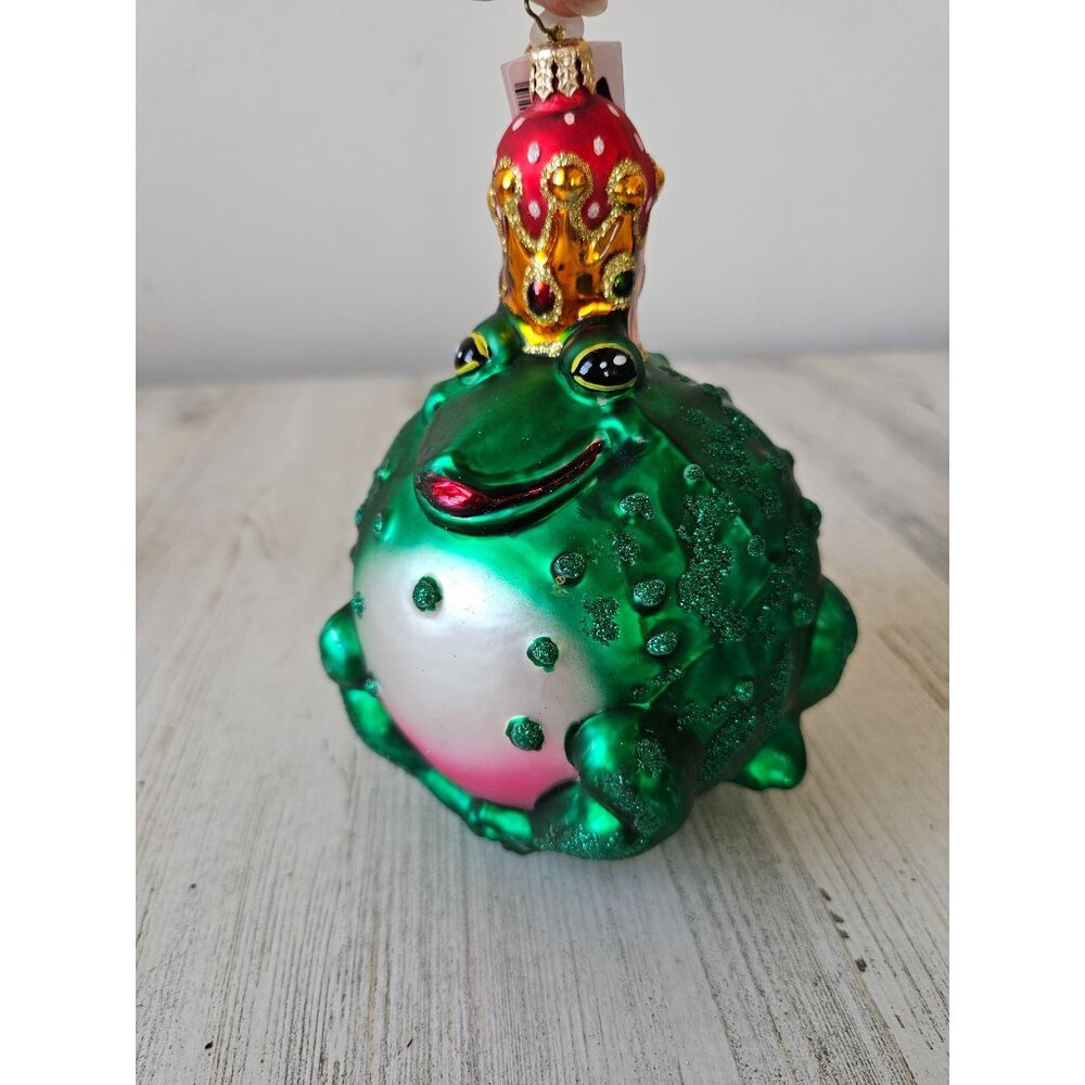 Radko Prince frog princely Pucker toad large ornament glass Xmas tree fairy tail